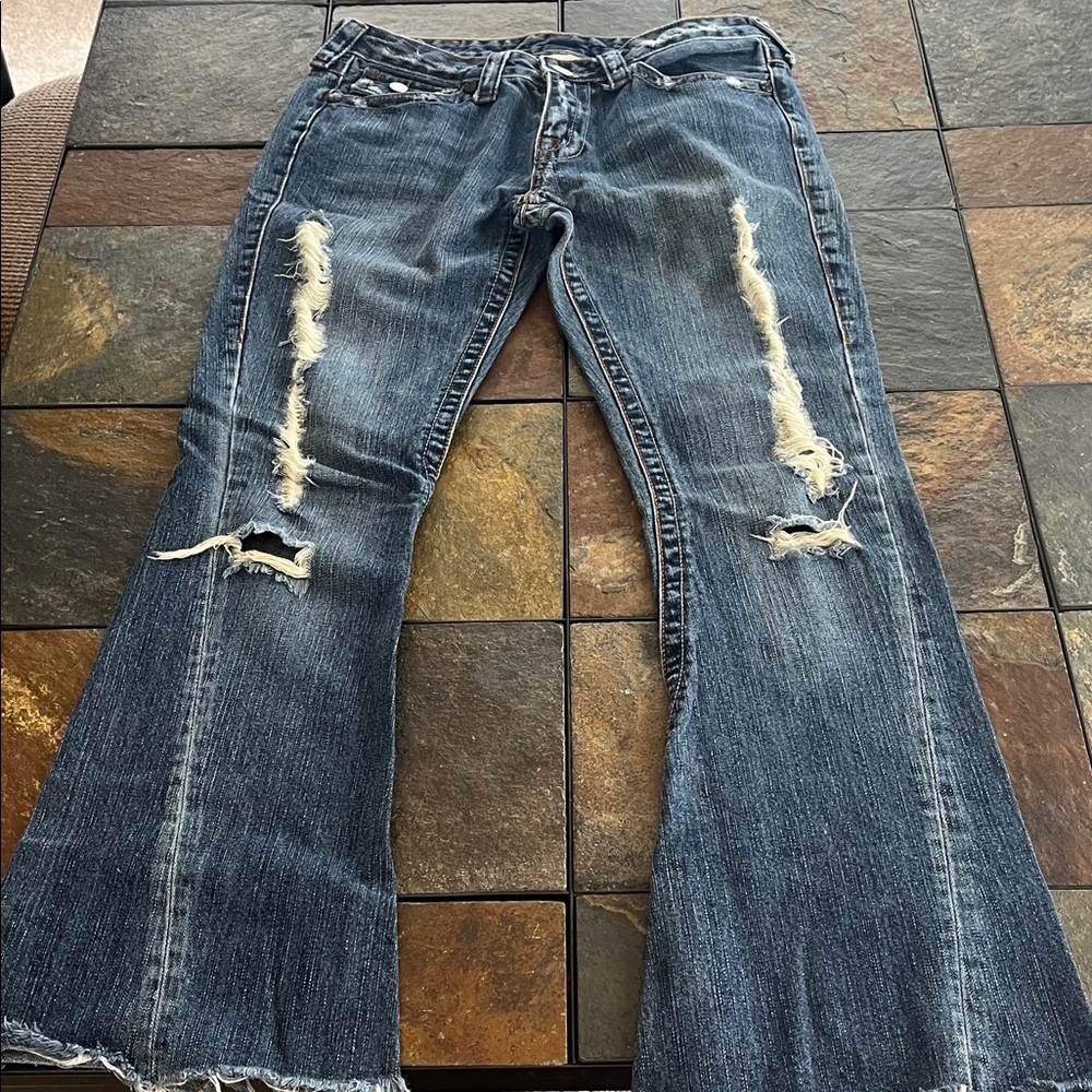 True Religion Size 28 Distressed Blue Women's Jeans